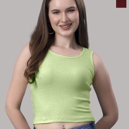 Friskers Women Pack of 2 Ribbed Cotton Tank Crop Top-image-40