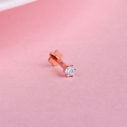 GIVA Women 14 Kt Rose Gold Dot of Delight Lab Grown Diamond Nose Pin-picture-35