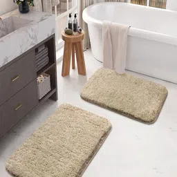 LUXEHOME INTERNATIONAL Set Of 2 Beige 2200 GSM Anti-Slip Bath Rugs-image-61