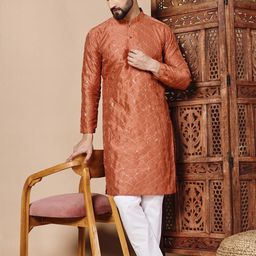 CHIRASVI Men Cotton Solid Straight Kurta-image-53