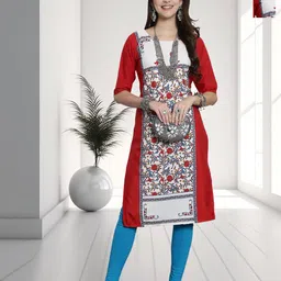 HERE&NOW Selection Of 2 Floral Printed Round Neck Straight Kurtas-image-97