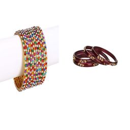 SOMIL Set Of 16 Multi Alloy Artificial Stones and Beads Antique Bangles-image-67
