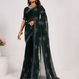 KALINI Floral Embellished Mirror Work Pure Georgette Designer Saree-picture-8