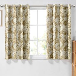 Aura Brown & White Set of 2 Floral Window Curtain-picture-30