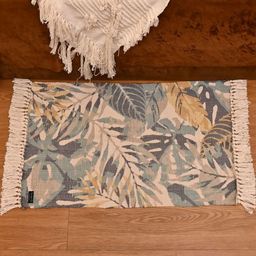 INDIAN HOME FAB Beige & Green Floral Printed Anti-Slip Water Absorbent Cotton Floor Mat-image-37