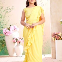 Aarika Girls Pure Georgette Lehenga Saree-picture-12