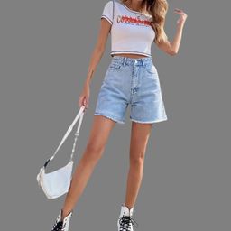 Outzidr Women Solid Denim Shorts-image-22