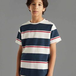 max Boys Striped V-Neck T-shirt-image-62