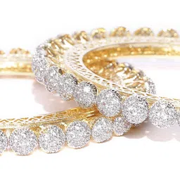 YouBella Set Of 2 Gold-Plated & White Stone-Studded Bangles image 4