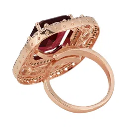 Saraf RS Jewellery Rose Gold-Plated Red & White Ruby & AD-Studded Adjustable Finger Ring image 5