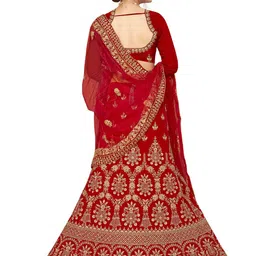 MANVAA Embroidered Thread Work Semi-Stitched Lehenga & Unstitched Blouse With Dupatta image 4