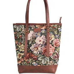 RUDHIRA Floral Printed Leather Structured Tote Bag-50