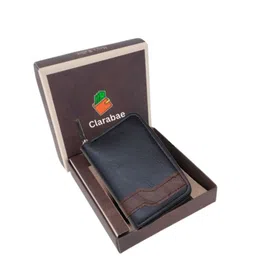 CLARABAE Men Colourblocked Leather Two Fold Wallet with Zip Closure-picture-3