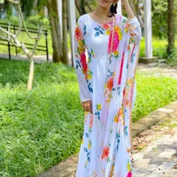 Krunal Raiyani Women Floral Printed Anarkali Kurta-picture-16