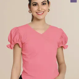 Mast & Harbour Women Pack of 2 Sweetheart Neck Puff Sleeve Empire Top-image-65