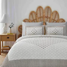 JAIPUR PRIME Magnet White Printed Pure Cotton 180TC King Bedsheet Set 2.74m x 2.54m-image-95