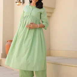 Janasya Women Regular Pure Cotton Kurta with Trousers-22