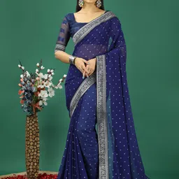 HERE&NOW Woven Design Zari Pure Georgette Banarasi Saree-picture-1