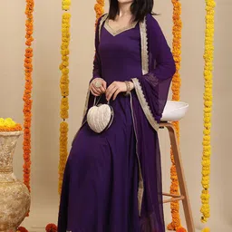 KALINI Sequinned Kurta with Trouser & Dupatta image 5
