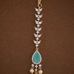 Kushal's Fashion Jewellery Rhodium-Plated Stone Embellished Bridal Pendant Jewellery Set-18