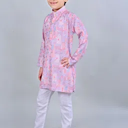 BT DEZINES Boys Printed Regular Sequinned Kurta with Pyjamas image 4