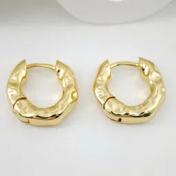 Krelin Gold-Plated Contemporary Shaped Textured Hoop Earrings-image-19