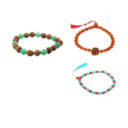 Divine souvenirs Unisex Set Of 3 Crystals & Rudraksh Elasticated Bracelets-15