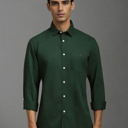 Louis Philippe Jeans Men Spread Collar Solid Cotton Casual Shirt-image-57