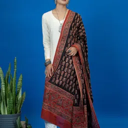 Ushvii Floral Printed Block Printed Pure Cotton Dupatta-13