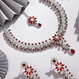 Atasi International Sliver Plated Stone Studded Jewellery Set-image-91
