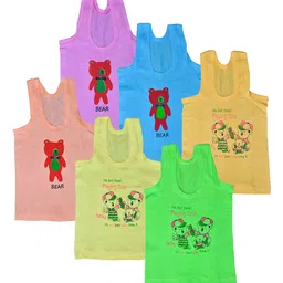 NEW TRINATH HOSIERY Boys Pack Of 6 Printed Cotton Basic Vests NTHV-06-image-63