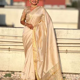 DIVASTRI Zari Silk Blend Tussar Saree-image-10