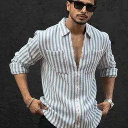 Powerlook Men Opaque Striped Casual Shirt-picture-8