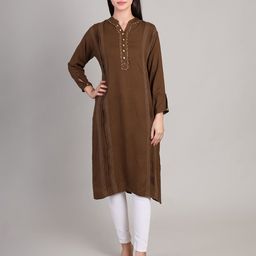 DELIS Women Embroidered Thread Work Mandarin Collar Straight Kurta-image-67