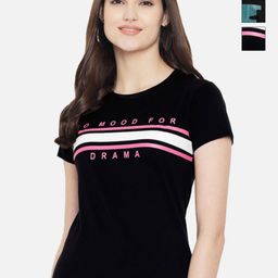 Tromko Women Pack of 3 Typography Printed Round Neck Cotton Regular Fit T-shirts-picture-19