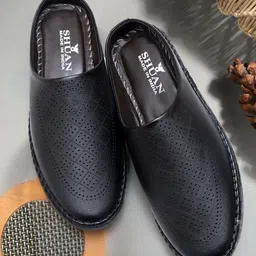 SHUAN Men Solid Laser Cuts Slip-On Mules Casual Shoes-image-47