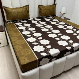 Pure Decor Passion Fur Brown Printed Pure Cotton 220TC King Bedsheet Set 2.28 m x 2.54 m-picture-11