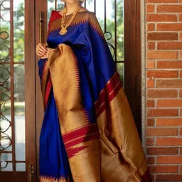 VILLE FASHION Zari Kanjeevaram Saree-image-40