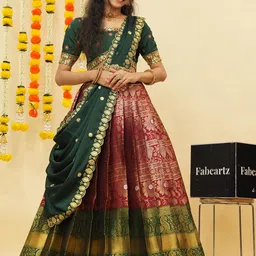 Fabcartz Embellished Sequinned Semi-Stitched Lehenga & Unstitched Blouse With Dupatta-picture-17