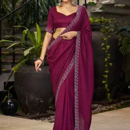 Sitanjali Embellished Sequinned Silk Blend Saree-image-96