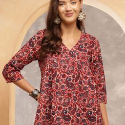 Anouk Rustic Women Ethnic Motifs Printed V-Neck Cotton Top-picture-6