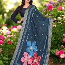 Jacquard Printed Dark Blue Women Dupatta-image-51