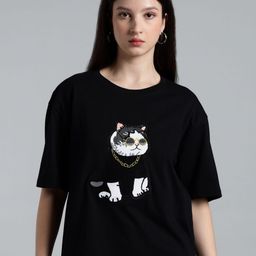The Sea Horse Women Graphic Printed Round Neck Cotton Oversized T-shirt-image-71