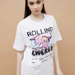 Ginger by Lifestyle Women Graphic Printed Round Neck Cotton Relaxed Fit T-shirt-image-91