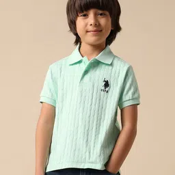 u.s. polo assn. kids Uspa Kids Boys Textured Pure Cotton Polo T-shirt-picture-12