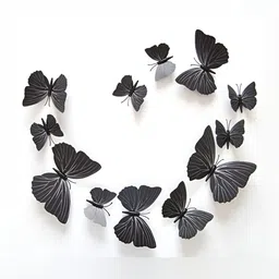 INDIAN ROYALS 12-Pcs Black 3D Butterfly Self-AdhesiveWallStickers-17