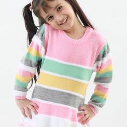 KNITCO Girls Striped Pullover with Applique Detail-image-24