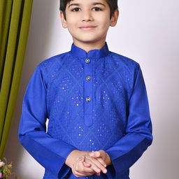 NFC CREATION Boys Embroidered Regular Sequinned Kurta with Patiala image 3