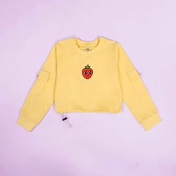 KiddoPanti Girls Yellow Cotton Self Design Tshirts-picture-35
