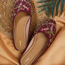 Anouk Women Embellished Ethnic Mules with Bows Flats-image-51